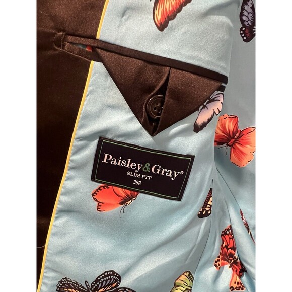 Paisley & Gray Men’s Slim Fit Grosvenor Peak Tuxedo Jacket Blazer Orange 38R - Picture 10 of 15